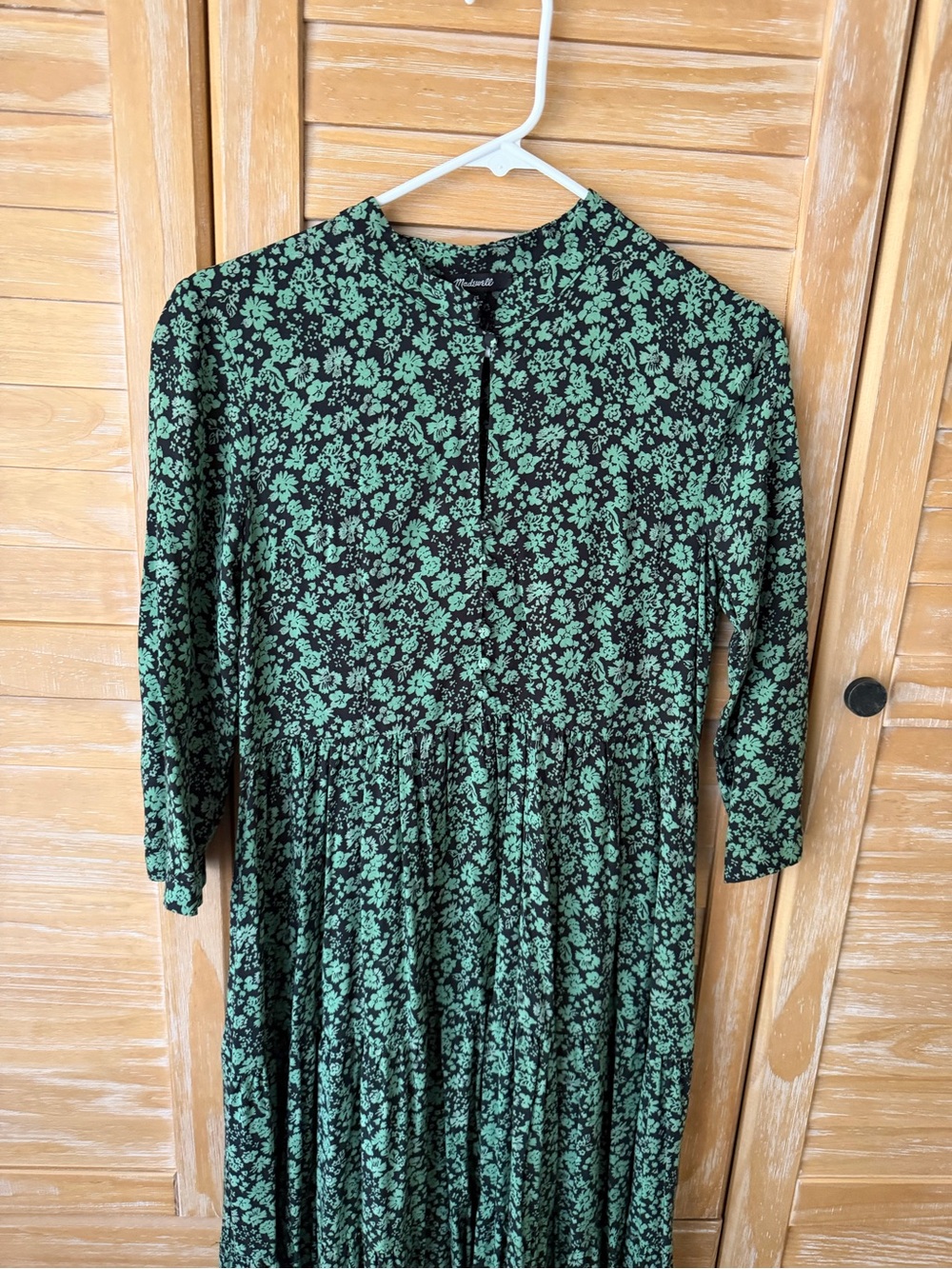 Green Floral Maxi Dress - Women's Long Sleeve